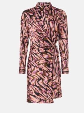 Donna Morgan Pink Multi print Wrap Dress RTR